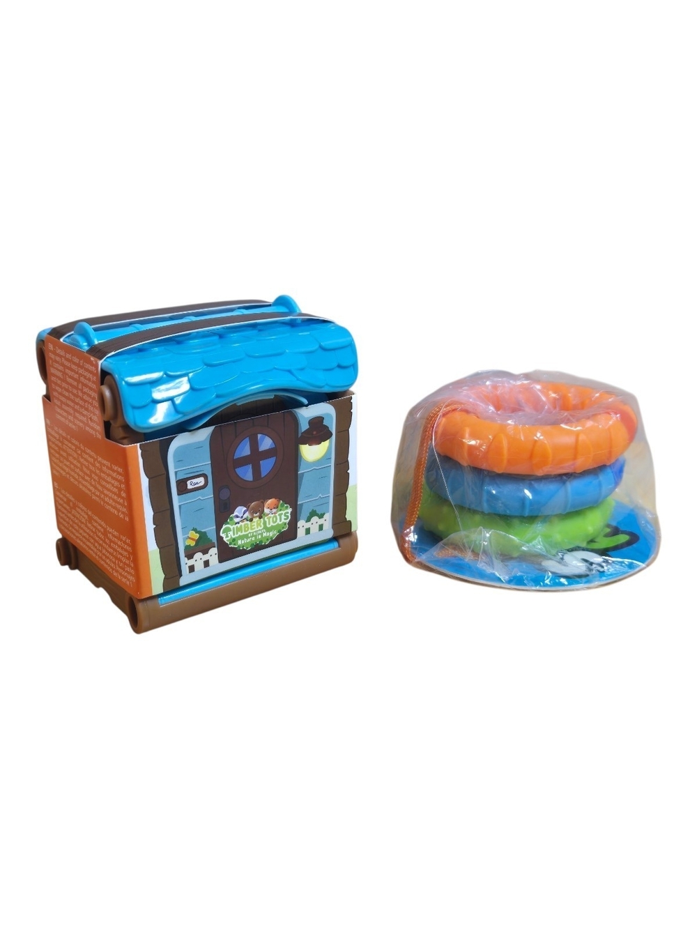 Fat Brain Kids Stacking Ring Toy & Timber Tots Mini Room